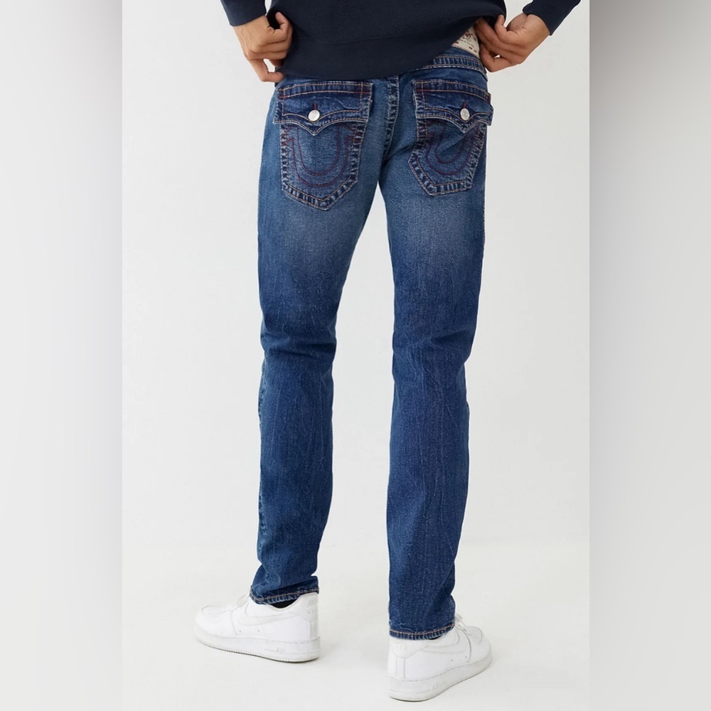 TRUE RELIGION RICKY SUPER T STITCH RELAXED STRAIGHT MENS DARK WASH 31 NEW